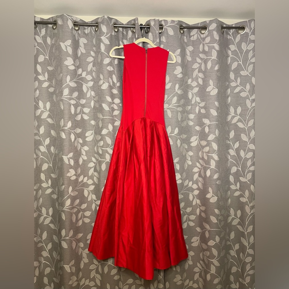 Alice + Olivia Adley Drop Waist Midi Dress Red - Picture 7 of 9